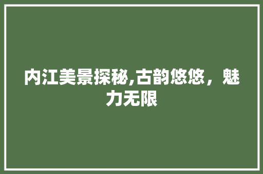 内江美景探秘,古韵悠悠，魅力无限