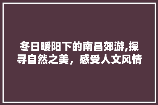 冬日暖阳下的南昌郊游,探寻自然之美，感受人文风情