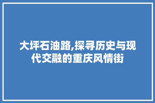 大坪石油路,探寻历史与现代交融的重庆风情街