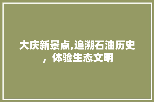 大庆新景点,追溯石油历史，体验生态文明