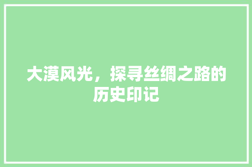 大漠风光，探寻丝绸之路的历史印记  第1张