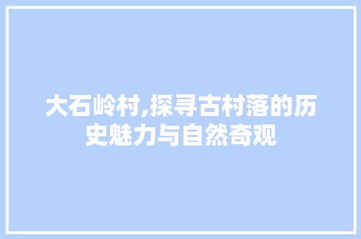 大石岭村,探寻古村落的历史魅力与自然奇观  第1张