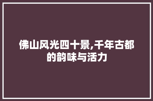 佛山风光四十景,千年古都的韵味与活力