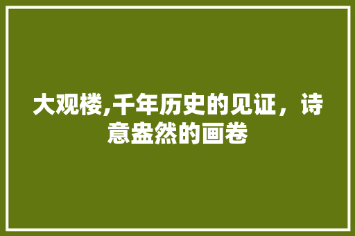 大观楼,千年历史的见证，诗意盎然的画卷