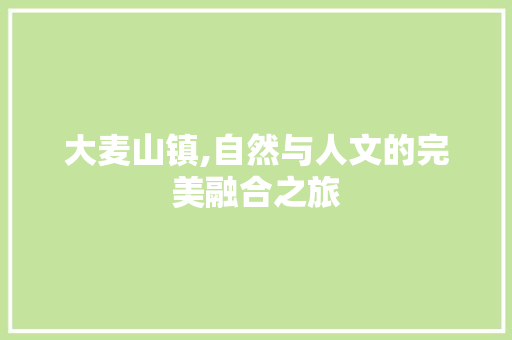 大麦山镇,自然与人文的完美融合之旅