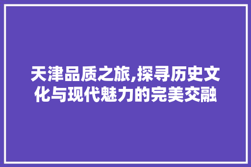 天津品质之旅,探寻历史文化与现代魅力的完美交融