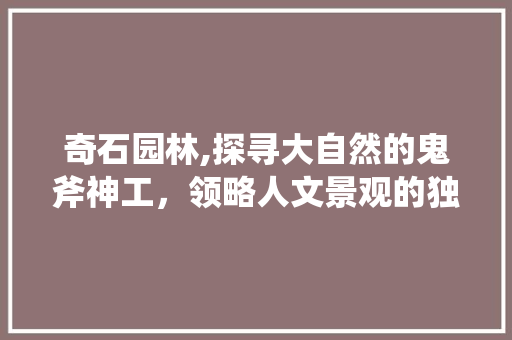 奇石园林,探寻大自然的鬼斧神工，领略人文景观的独特魅力