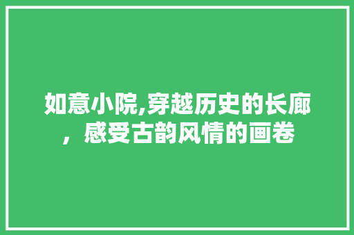 如意小院,穿越历史的长廊，感受古韵风情的画卷