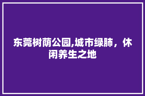 东莞树荫公园,城市绿肺，休闲养生之地