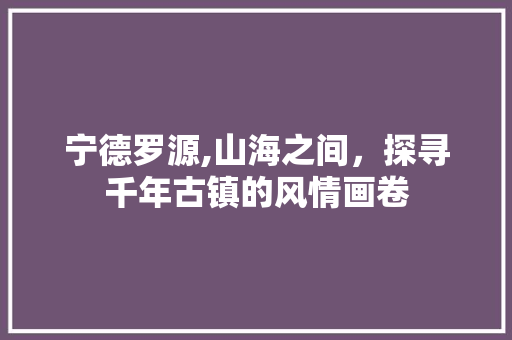 宁德罗源,山海之间，探寻千年古镇的风情画卷