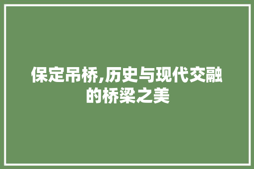 保定吊桥,历史与现代交融的桥梁之美