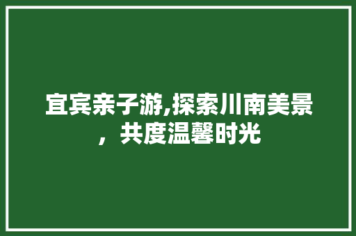 宜宾亲子游,探索川南美景，共度温馨时光