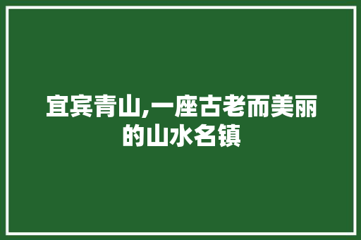 宜宾青山,一座古老而美丽的山水名镇