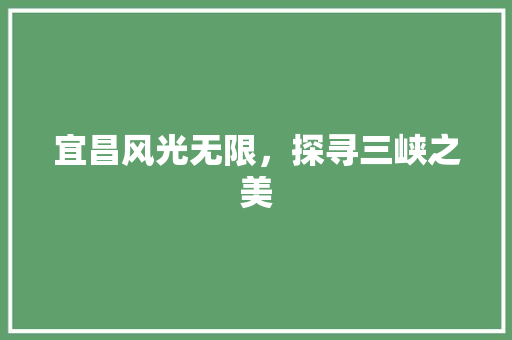 宜昌风光无限，探寻三峡之美