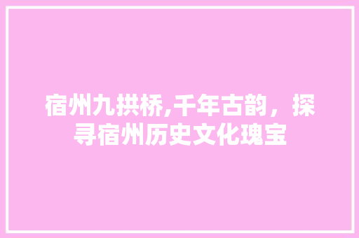 宿州九拱桥,千年古韵，探寻宿州历史文化瑰宝