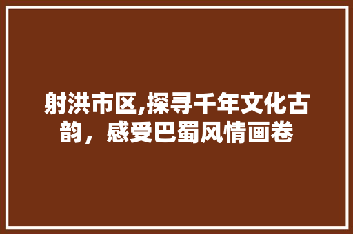 射洪市区,探寻千年文化古韵，感受巴蜀风情画卷