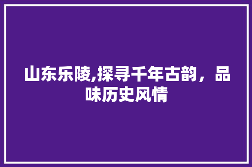 山东乐陵,探寻千年古韵，品味历史风情  第1张