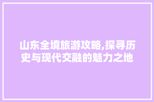 山东全境旅游攻略,探寻历史与现代交融的魅力之地