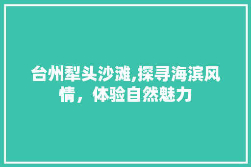 台州犁头沙滩,探寻海滨风情，体验自然魅力