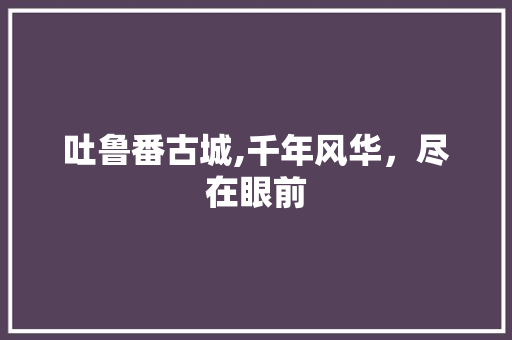 吐鲁番古城,千年风华，尽在眼前