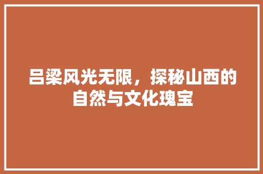 吕梁风光无限，探秘山西的自然与文化瑰宝