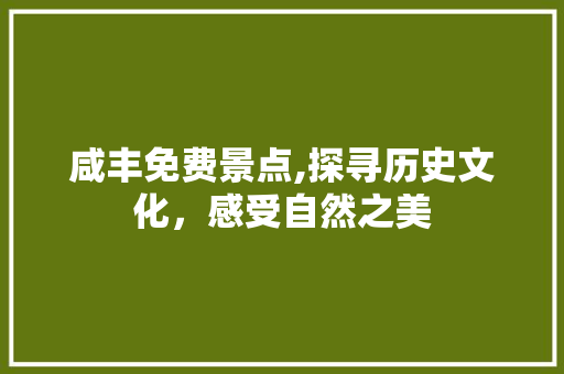 咸丰免费景点,探寻历史文化，感受自然之美