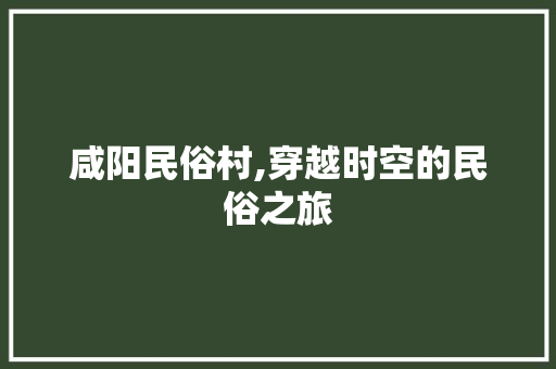 咸阳民俗村,穿越时空的民俗之旅