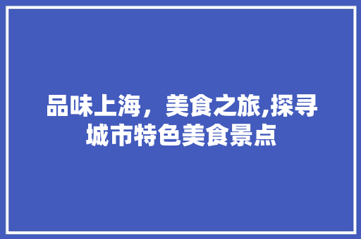 品味上海，美食之旅,探寻城市特色美食景点  第1张