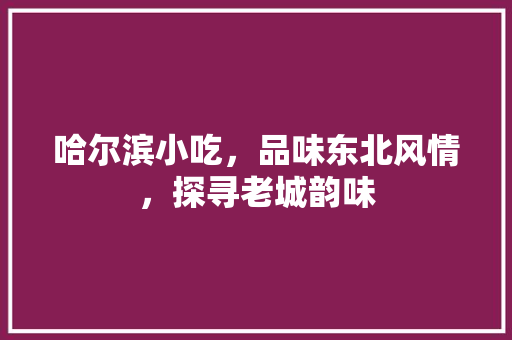 哈尔滨小吃，品味东北风情，探寻老城韵味  第1张