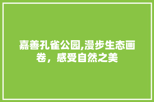 嘉善孔雀公园,漫步生态画卷，感受自然之美