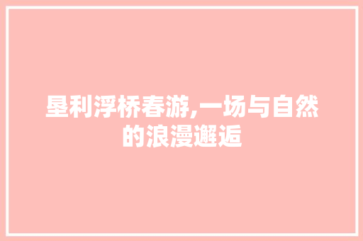 垦利浮桥春游,一场与自然的浪漫邂逅