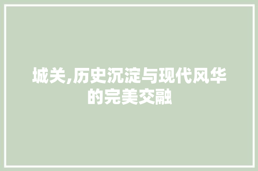 城关,历史沉淀与现代风华的完美交融