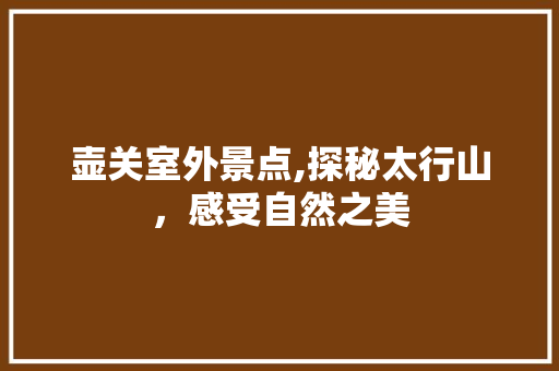 壶关室外景点,探秘太行山，感受自然之美