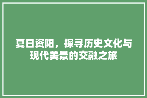 夏日资阳，探寻历史文化与现代美景的交融之旅