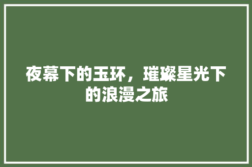 夜幕下的玉环，璀璨星光下的浪漫之旅