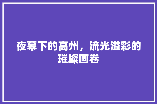 夜幕下的高州，流光溢彩的璀璨画卷