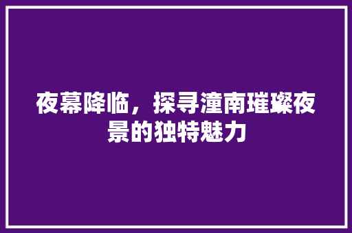 夜幕降临，探寻潼南璀璨夜景的独特魅力