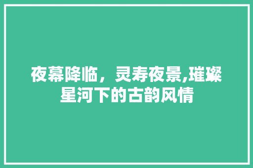 夜幕降临，灵寿夜景,璀璨星河下的古韵风情