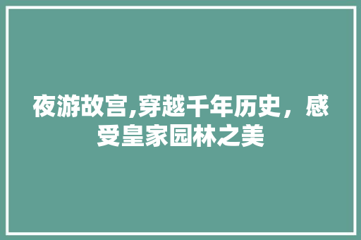 夜游故宫,穿越千年历史，感受皇家园林之美  第1张