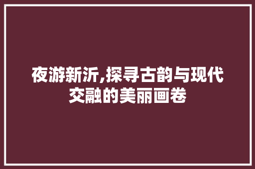 夜游新沂,探寻古韵与现代交融的美丽画卷