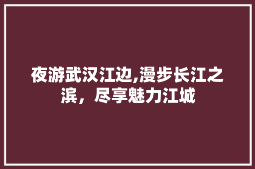 夜游武汉江边,漫步长江之滨，尽享魅力江城