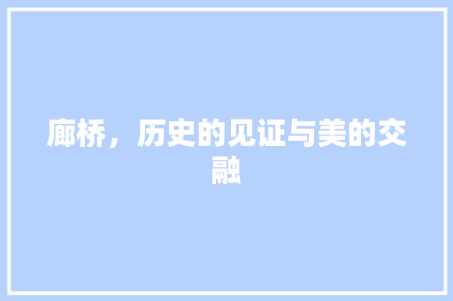 廊桥，历史的见证与美的交融