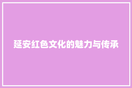 延安红色文化的魅力与传承