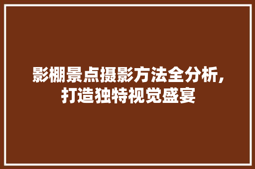 影棚景点摄影方法全分析,打造独特视觉盛宴