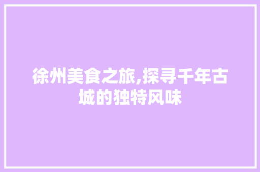 徐州美食之旅,探寻千年古城的独特风味  第1张