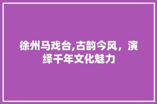 徐州马戏台,古韵今风，演绎千年文化魅力