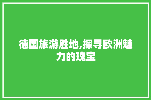 德国旅游胜地,探寻欧洲魅力的瑰宝  第1张