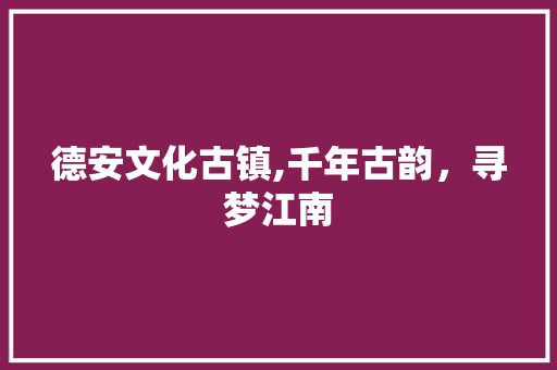 德安文化古镇,千年古韵，寻梦江南