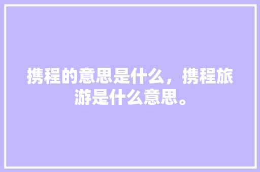 携程的意思是什么，携程旅游是什么意思。