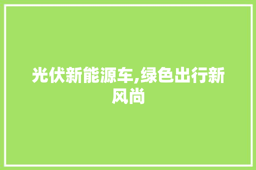 光伏新能源车,绿色出行新风尚